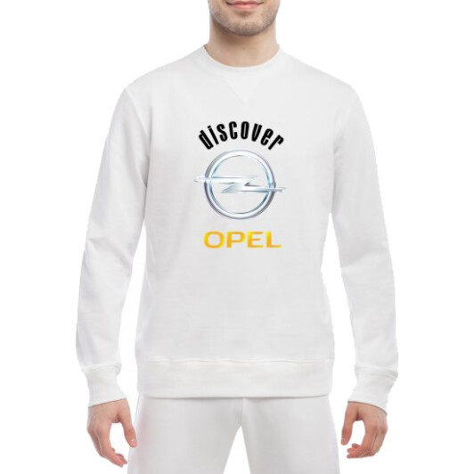 Свитшот мужской Globuspioner Opel Discover спереди класический рукав белый M