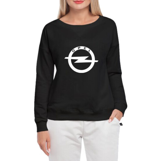 Свитшот женский Globuspioner Opel Big Logo v2 спереди спущенный рукав чёрный S