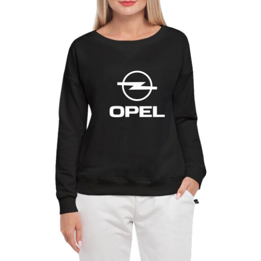 Свитшот женский Globuspioner Opel Big Logo v3 спереди спущенный рукав чёрный S