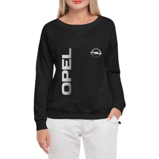 Світшот жіночий Globuspioner Opel Vertical Logo принт спереду спущений рукав чорний S