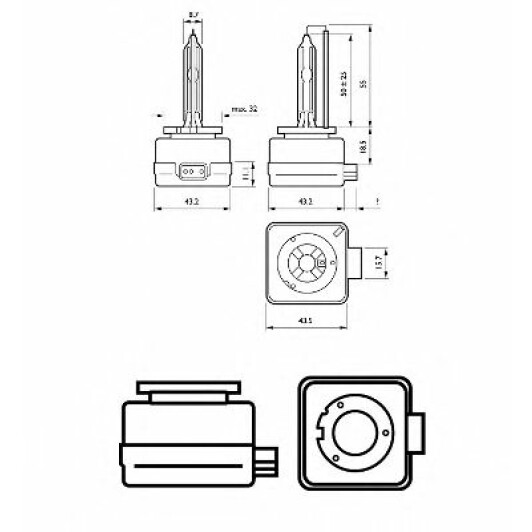 Автолампа Philips Xenon WhiteVision D1S PK32d-2 35 W прозора 85415WHVS1