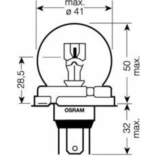 Автолампа Osram Super Bright Premium R2 P45t 90 W 100 W прозора 64204SB