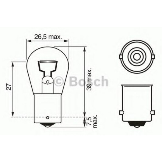 Автолампа Bosch P18W BA15s 18 W прозрачная 1987302523