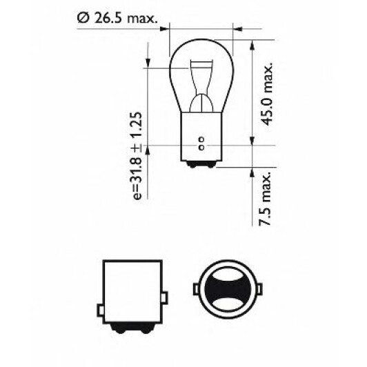 Автолампа Philips LongLife EcoVision P21/5W BAY15d 5 W 21 W прозрачная 12499LLECOB2