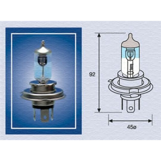 Автолампа Magneti Marelli H4 P43t 55 W 60 W прозора 002585100000