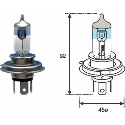 Автолампа Magneti Marelli H4 P43t 55 W 60 W прозора 002585100000