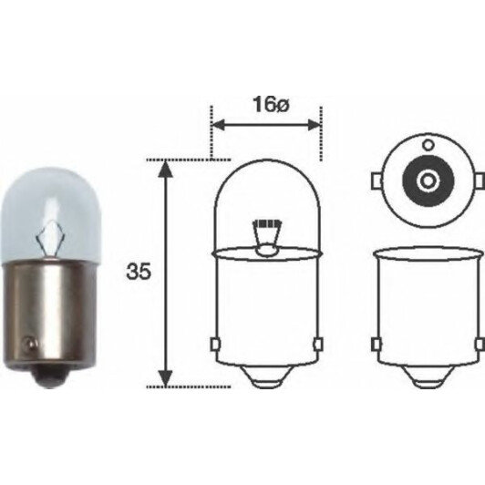 Автолампа Magneti Marelli R5W BA15s 5 W прозора 004007100000