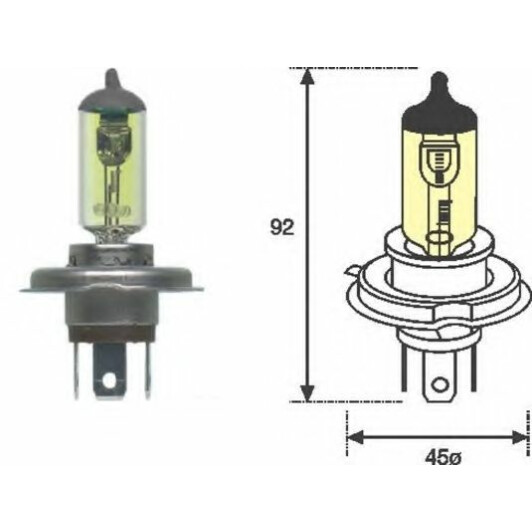 Автолампа Magneti Marelli H4 P43t 55 W 60 W прозрачная 002575100000