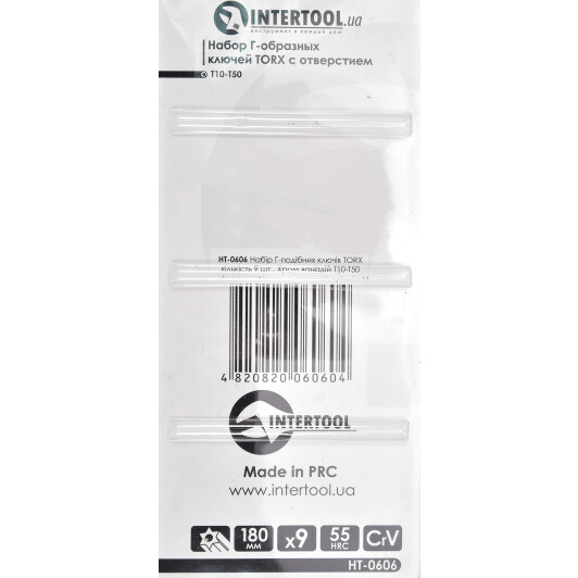 Набор ключей TORX Intertool HT0606 T10-T50 9 шт