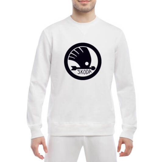 Свитшот мужской Globuspioner Skoda Arrow Logo спереди класический рукав белый