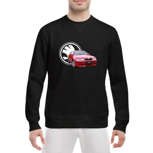 Свитшот мужской Globuspioner Skoda Octavia спереди класический рукав чёрный M