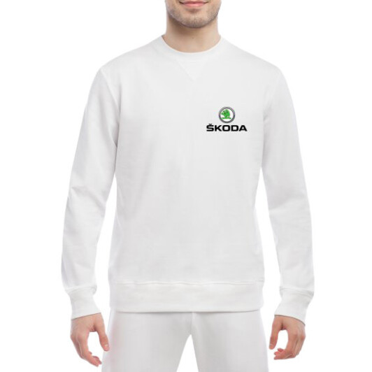 Свитшот мужской Globuspioner Skoda Mini Logo спереди класический рукав белый XXL