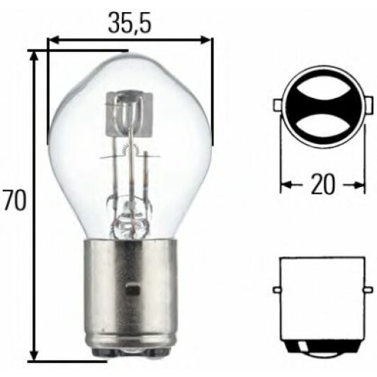 Автолампа Behr Hella Standard S2 BA20d 35 W прозрачная 8GD002084131