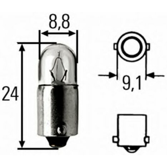 Автолампа Behr Hella Standard T3W BA9s 3 W прозрачная 8GP002068131