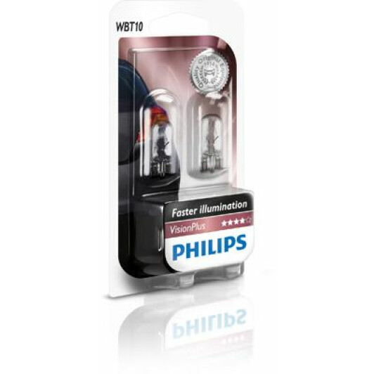 Автолампа Philips VisionPlus W5W W2,1x9,5d 6 W прозора 12040VPB2