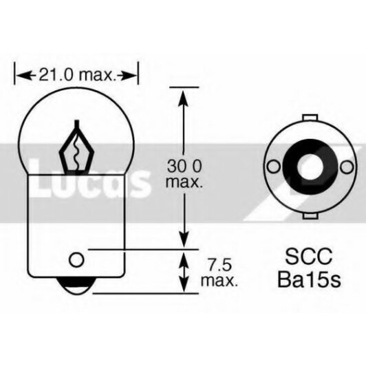 Автолампа Lucas R10W BA15s 10 W прозора LLB245T