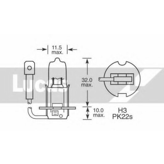 Автолампа Lucas H3 PK22s 70 W прозора LLB460