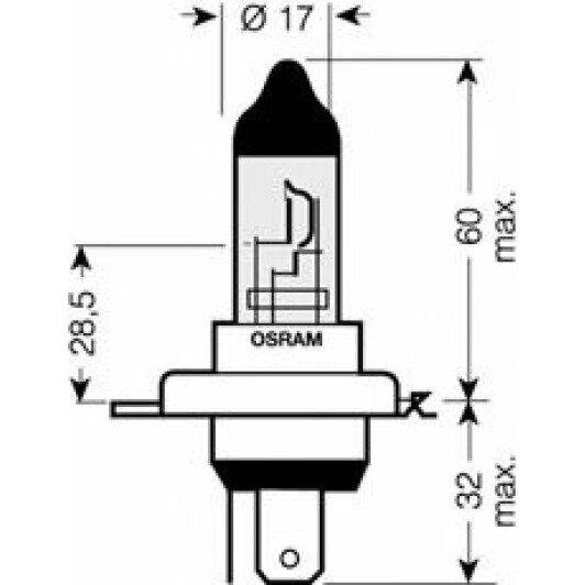 Автолампа Osram Cool Blue Intense H4 P43t 55 W 60 W темно-голубая 64193CBI02B