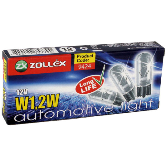 Автолампа Zollex W1,2W W2x4,6d 1,2 W прозрачная 9424