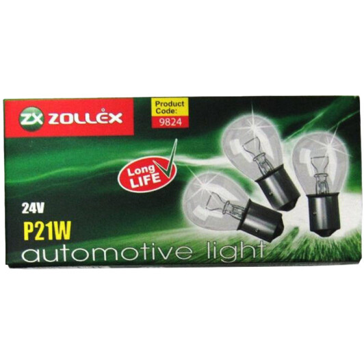 Автолампа Zollex P21W BA15s 21 W прозрачная 9824