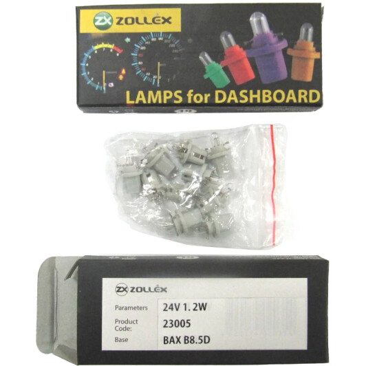 Автолампа Zollex BAX B8,5d 1,2 W прозрачная 23005