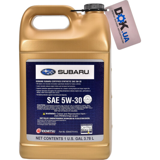 Моторна олива Subaru Certified Motor Oil 5W-30 3,78 л на Chevrolet Equinox