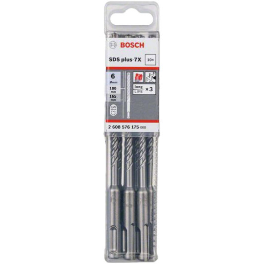 Набор буров Bosch 2608576175 спиральных по бетону 6 мм 10 шт.