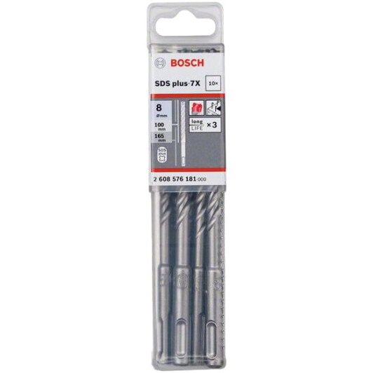 Набір бурів Bosch 2608576181 спіральних по бетону 8 мм 10 шт.