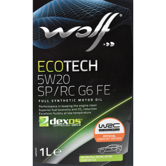 Моторна олива Wolf Ecotech SP/RC G6 FE 5W-20 1 л на Peugeot 405