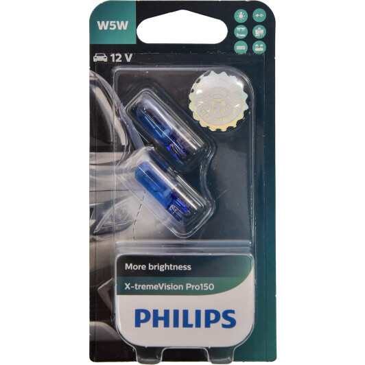 Автолампа Philips X-tremeVision Pro150 W5W W2,1x9,5d 5 W синяя 12961XVPB2