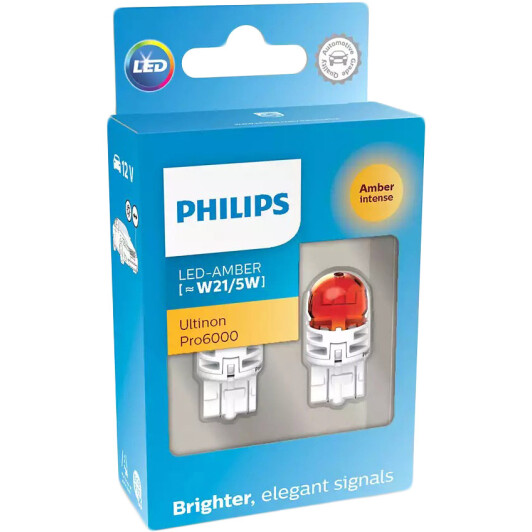 Автолампа Philips Ultinon Pro6000 W21/5W W3x16q помаранчева 11066AU60X2