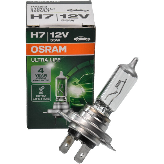 Автолампа Osram Ultra Life H7 PX26d 55 W прозрачная 64210ult