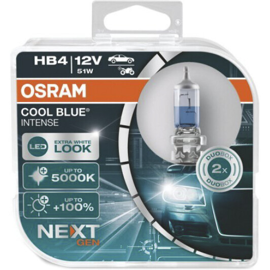 Автолампа Osram Cool Blue Intense (Next Gen) HB4 P22d 51 W прозоро-блакитна 9006CBN-HCB