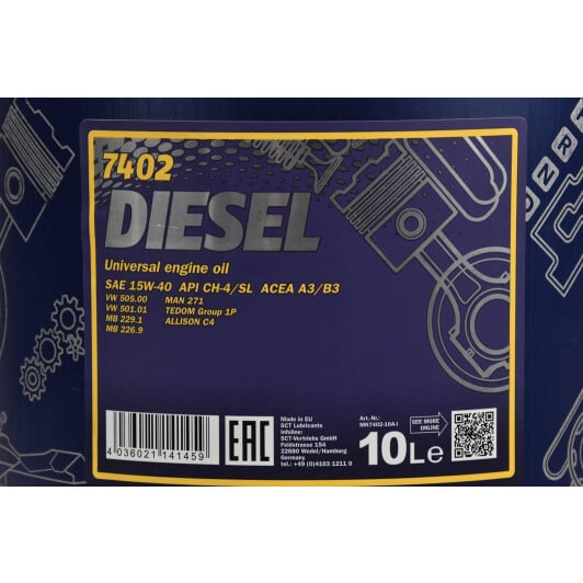 Моторное масло Mannol Diesel 15W-40 10 л на Hyundai Terracan