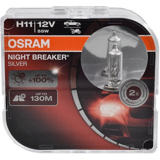 Автолампа Osram Night Breaker Silver H11 PGJ19-2 55 W прозрачная 64211nbshcb