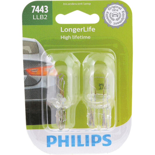 Автолампа Philips LongerLife W21/5W W3x16q 5 W 21 W прозора 7443LLB2