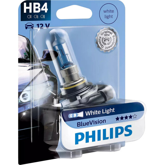 Автолампа Philips BlueVision HB4 P22d 55 W світло-блакитна 9006BVB1