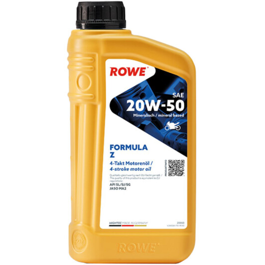 Моторна олива 4Т Rowe Formula Z 20W-50 мінеральна