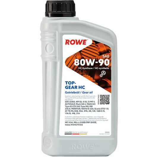 Трансмісійна олива Rowe Hightec TopGear HC GL-4 GL-5 MT-1 80W-90 синтетична 1 л