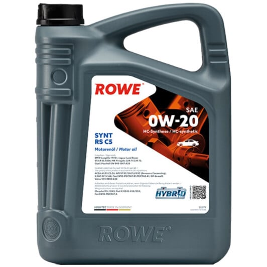 Моторное масло Rowe Synt RS C5 0W-20 5 л на Ford Fusion