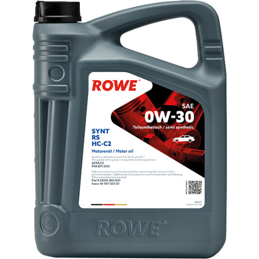 Моторна олива Rowe Synt RS HC-C2 0W-30 4 л на Toyota Liteace