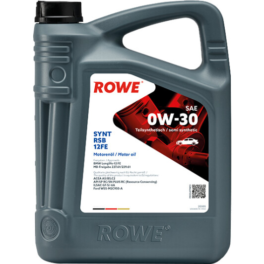 Моторное масло Rowe Synt RSB 12FE 0W-30 5 л на BMW 1 Series