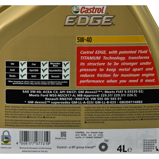 Моторное масло Castrol EDGE 5W-40 4 л на Nissan Serena