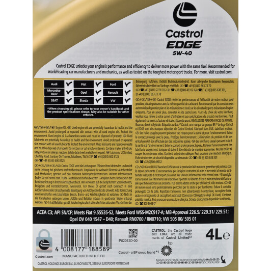 Моторное масло Castrol EDGE 5W-40 4 л на Nissan Serena