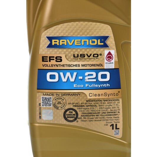 Моторное масло Ravenol EFS 0W-20 1 л на Opel GT