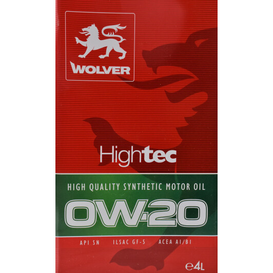 Моторное масло Wolver HighTec 0W-20 4 л на Suzuki Celerio