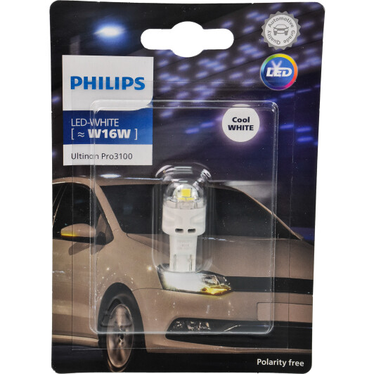 Автолампа Philips Ultinon Pro3100 W16W W2,1x9,5d 1,8 W белая 11067CU31B1