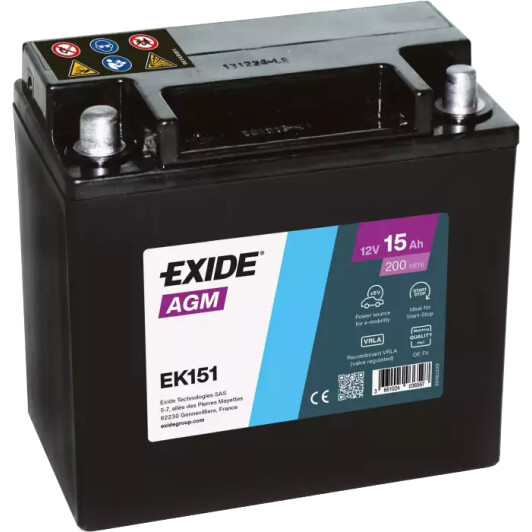 Аккумулятор Exide 6 CT-15-L EK151