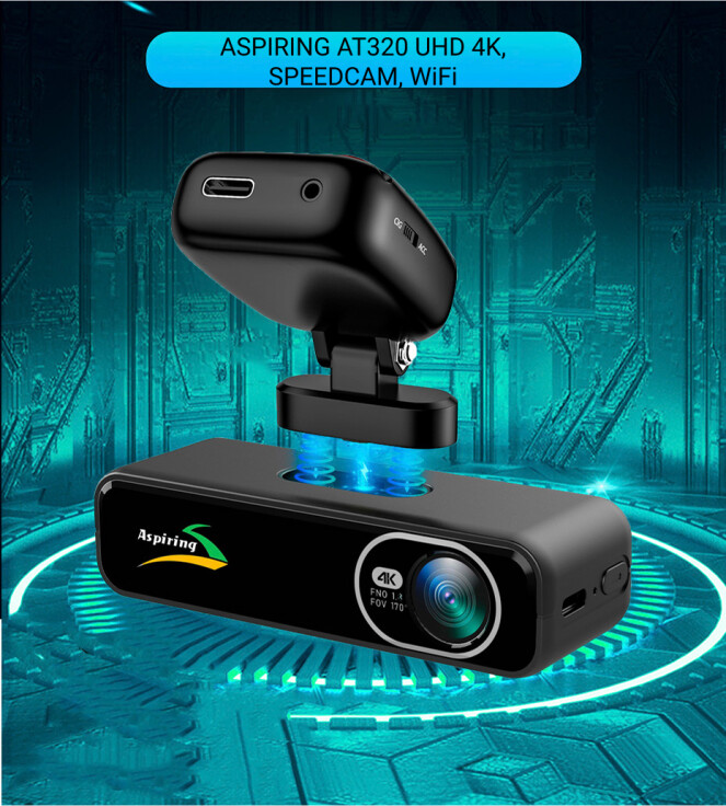 Видеорегистратор Aspiring AT320: разрешение UHD 4K, Speedcam, WiFi, GPS