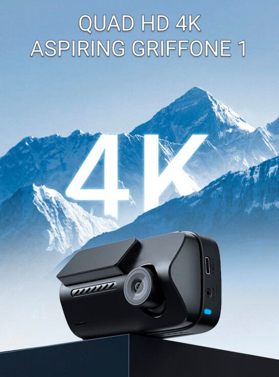 Видеорегистратор Aspiring Griffon 1:  дополнительная камера, качество видео 4K, Speedcam, Wi-Fi, GPS